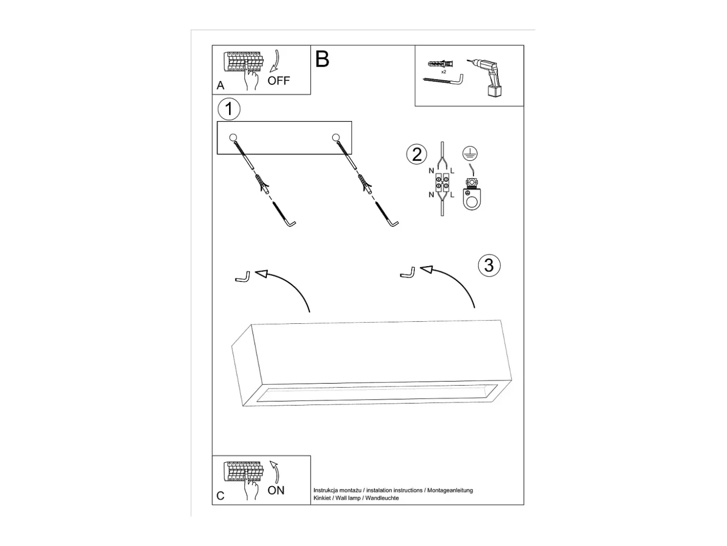 Lámparas de pared Solara moderno de hormigón/vidrio - 2 fuentes luminosas 3000K - L.50 x A.10 cm - gris