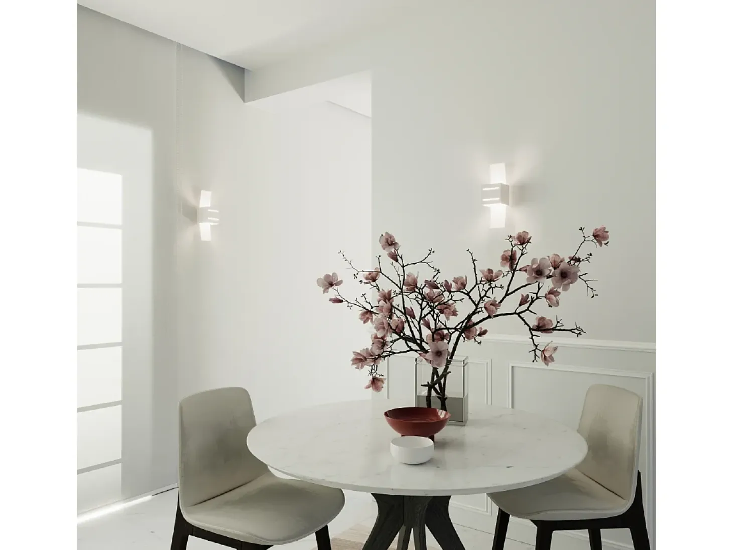 Lámparas de pared Solenix moderno de aluminio/vidrio - 1 fuentes luminosas 3000K - L.10 x A.30 cm - blanco