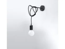 Lámparas de pared Speis desván de tela/acero - 1 fuentes luminosas 3000K - L.8 x A.100 cm - negro