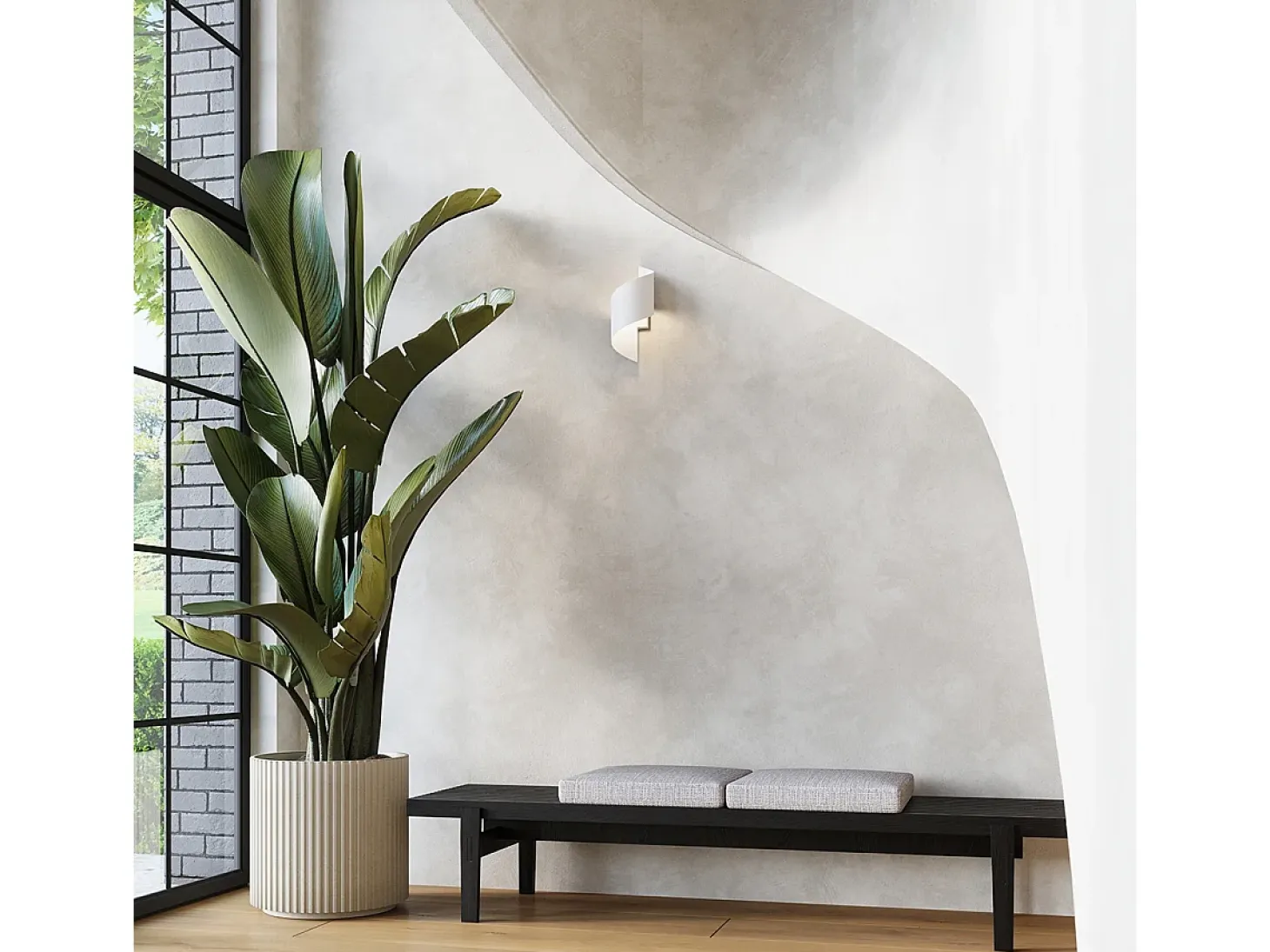 Lámparas De Pared Talassa Moderno De Acero - 1 Fuentes Luminosas - L.15 X A.31 Cm - Blanco