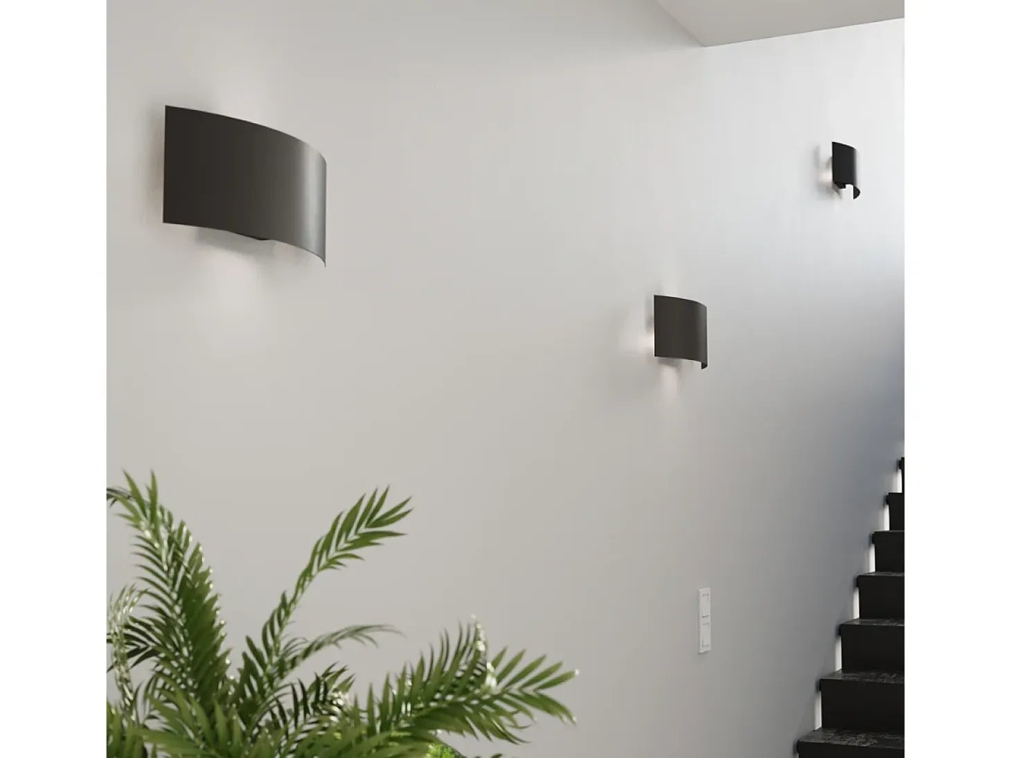 Lámparas de pared Terrium moderno de acero - 2 fuentes luminosas 3000K - L.34 x A.14 cm - negro