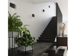 Lámparas de pared Terrium moderno de acero - 2 fuentes luminosas 3000K - L.34 x A.14 cm - negro