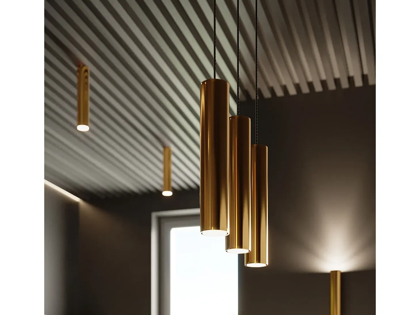 Lámparas de pared Toris moderno de acero - 2 fuentes luminosas 3000K - L.6 x A.30 cm - brillo dorado