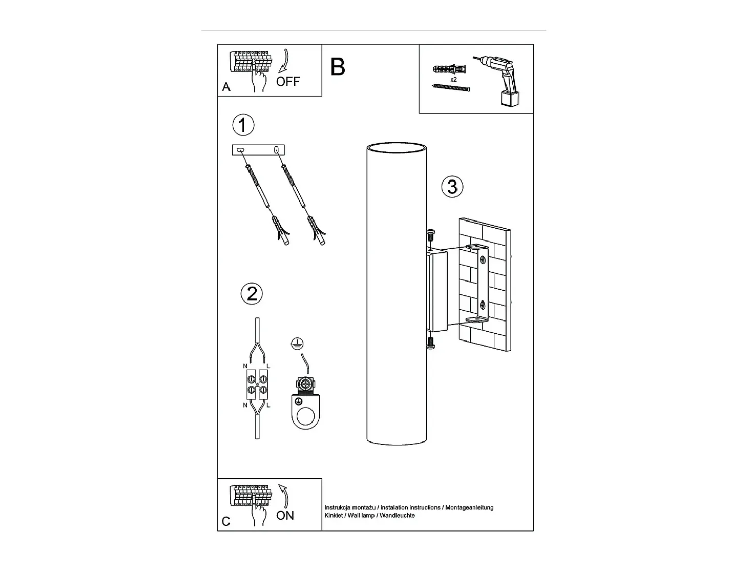 Lámparas de pared Toris moderno de acero - 2 fuentes luminosas 4000K - L.6 x A.30 cm - brillo dorado