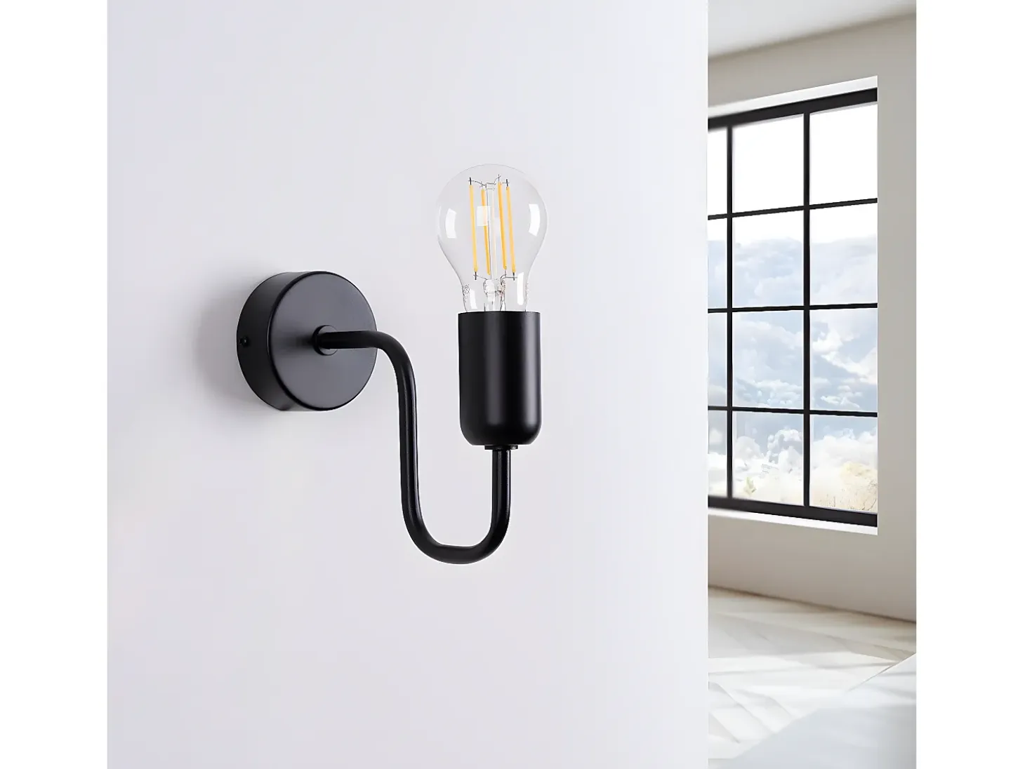 Lámparas De Pared Vector Industrial De Acero - 1 Fuentes Luminosas - L.8,5 X A.20 Cm - Negro