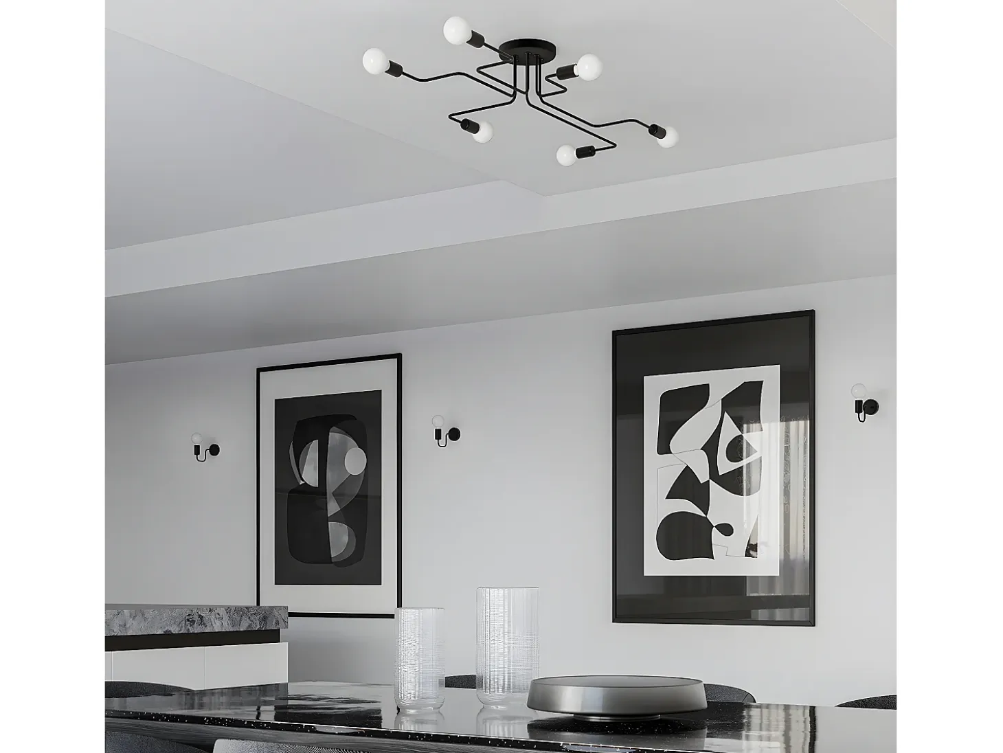 Lámparas De Pared Vector Industrial De Acero - 1 Fuentes Luminosas - L.8,5 X A.20 Cm - Negro