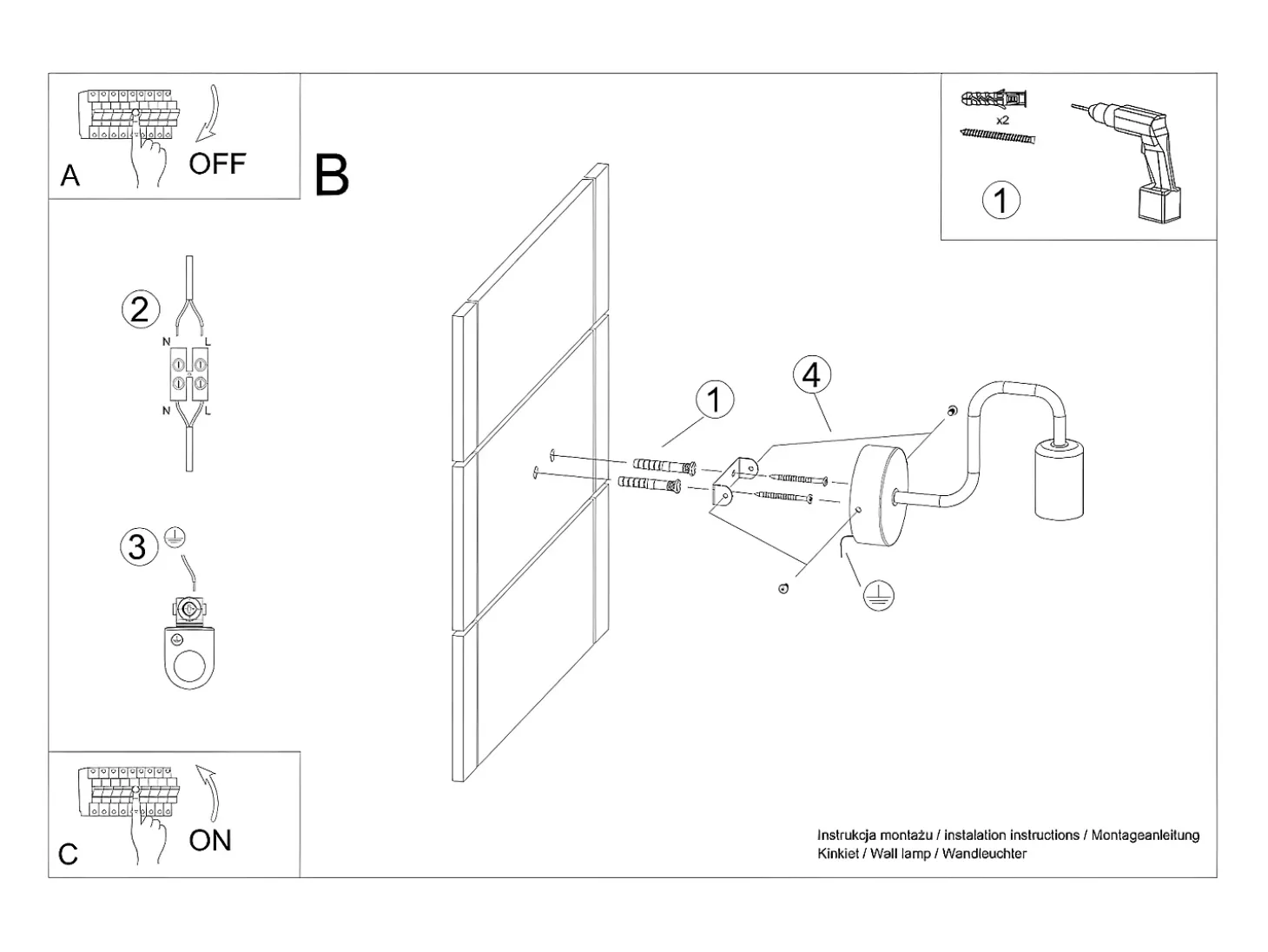 Lámparas De Pared Vector Industrial De Acero - 1 Fuentes Luminosas - L.8,5 X A.20 Cm - Negro