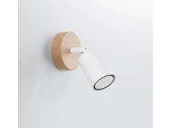 Lámparas De Pared Verdo Moderno De Acero/Madera - 1 Fuentes Luminosas - L.16 X A.16 Cm - Madera Blanca