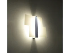 Lámparas de pared Verre moderno de acero/vidrio - 2 fuentes luminosas 4000K - L.39 x A.28 cm - cromo/blanco