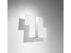 Lámparas de pared Verre moderno de acero/vidrio - 2 fuentes luminosas 3000K - L.39 x A.28 cm - cromo/blanco