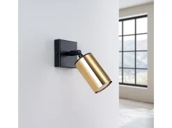 Lámparas De Pared Winx Moderno De Acero - 1 Fuentes Luminosas - L.8 X A.18,5 Cm - Oro Negro
