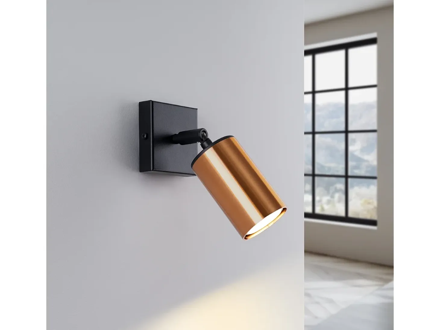Lámparas De Pared Winx Moderno De Acero - 1 Fuentes Luminosas - L.8 X A.18,5 Cm - Negro/Cobre