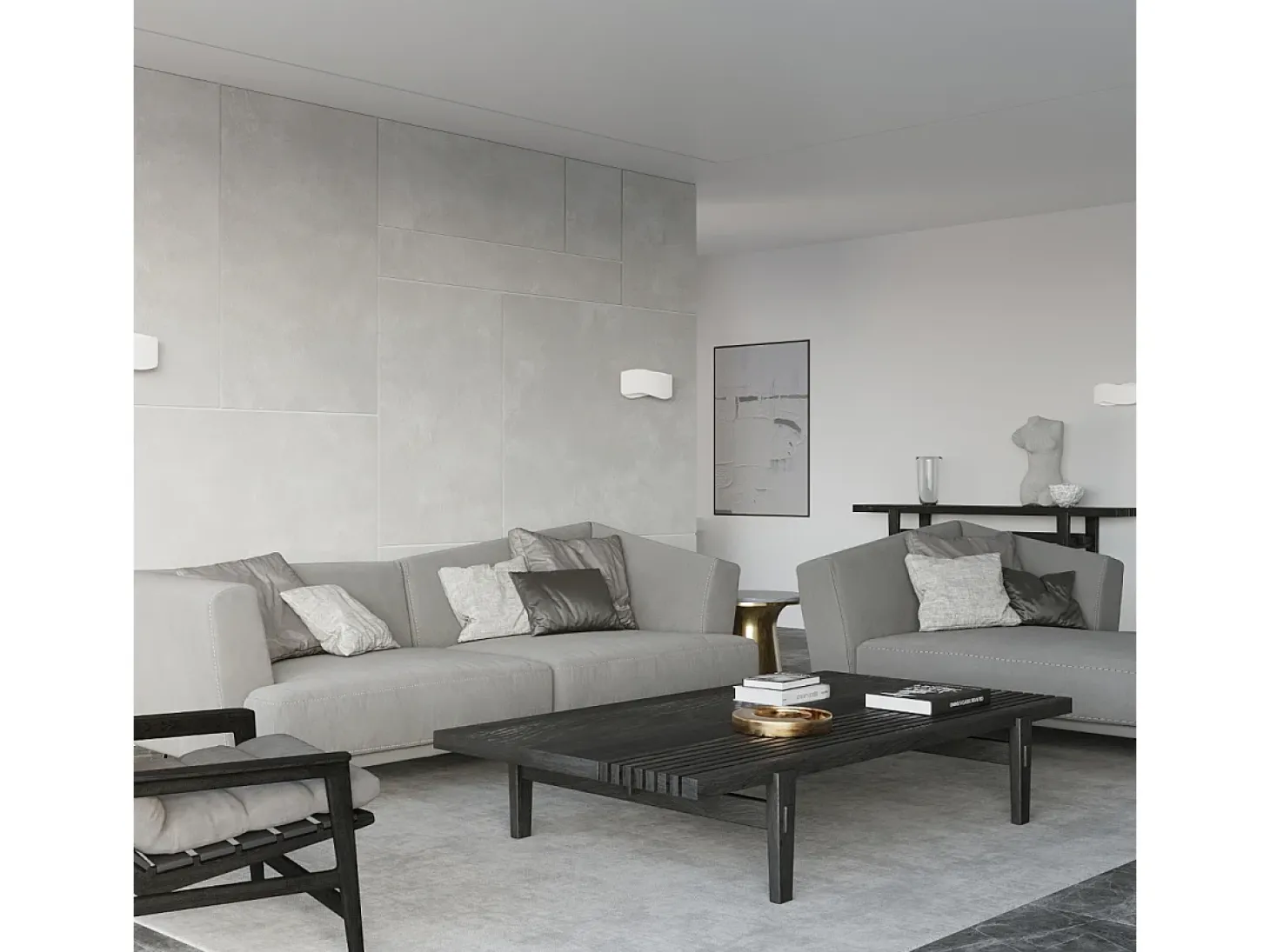 Lámparas de pared Zanila moderno de acero - 2 fuentes luminosas 4000K - L.40 x A.15 cm - blanco