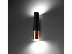 Lámparas de pared Zarpex moderno de acero - 2 fuentes luminosas 4000K - L.6 x A.29 cm - negro/cobre