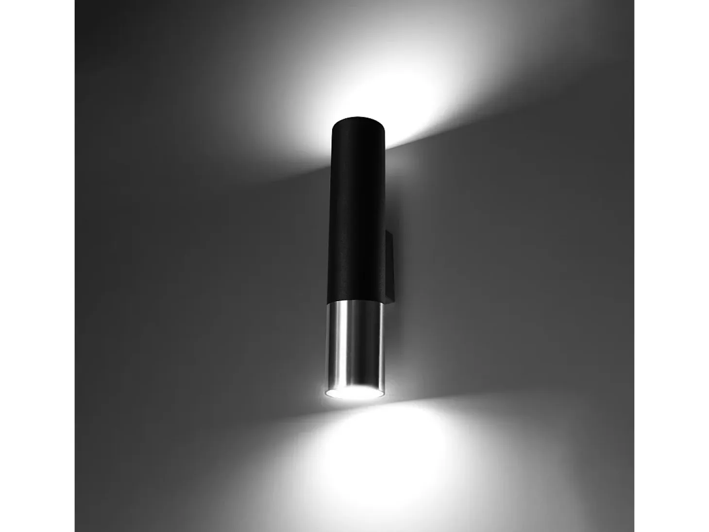 Lámparas de pared Zarpex moderno de acero - 2 fuentes luminosas 4000K - L.6 x A.29 cm - negro/cromo
