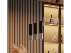 Lámparas de pared Zarpex moderno de acero - 2 fuentes luminosas 4000K - L.6 x A.29 cm - negro/cromo