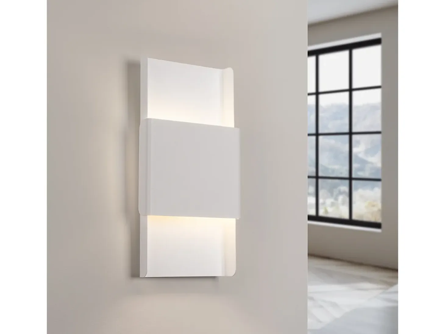 Lámparas de pared Zelfon moderno de acero - 2 fuentes luminosas 4000K - L.20 x A.40 cm - blanco