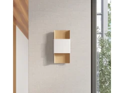 Lámparas de pared Zelfon moderno de acero - 2 fuentes luminosas 3000K - L.20 x A.40 cm - oro/blanco