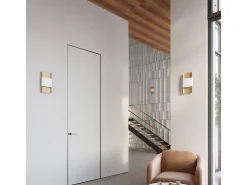 Lámparas de pared Zelfon moderno de acero - 2 fuentes luminosas 4000K - L.20 x A.40 cm - oro/blanco