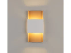 Lámparas de pared Zelfon moderno de acero - 2 fuentes luminosas 4000K - L.20 x A.40 cm - oro/blanco