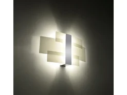 Lámparas de pared Zelora moderno de acero/vidrio - 2 fuentes luminosas 4000K - L.42 x A.23 cm - cromo/blanco