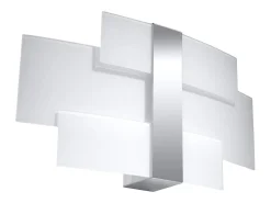 Lámparas de pared Zelora moderno de acero/vidrio - 2 fuentes luminosas 4000K - L.42 x A.23 cm - cromo/blanco