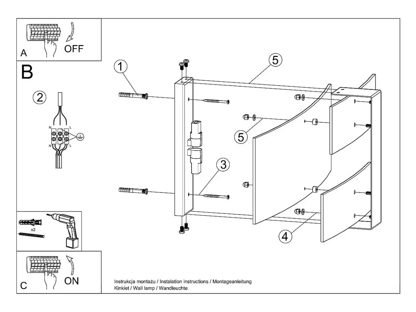 Lámparas de pared Zelora moderno de acero/vidrio - 2 fuentes luminosas 3000K - L.42 x A.23 cm - blanco