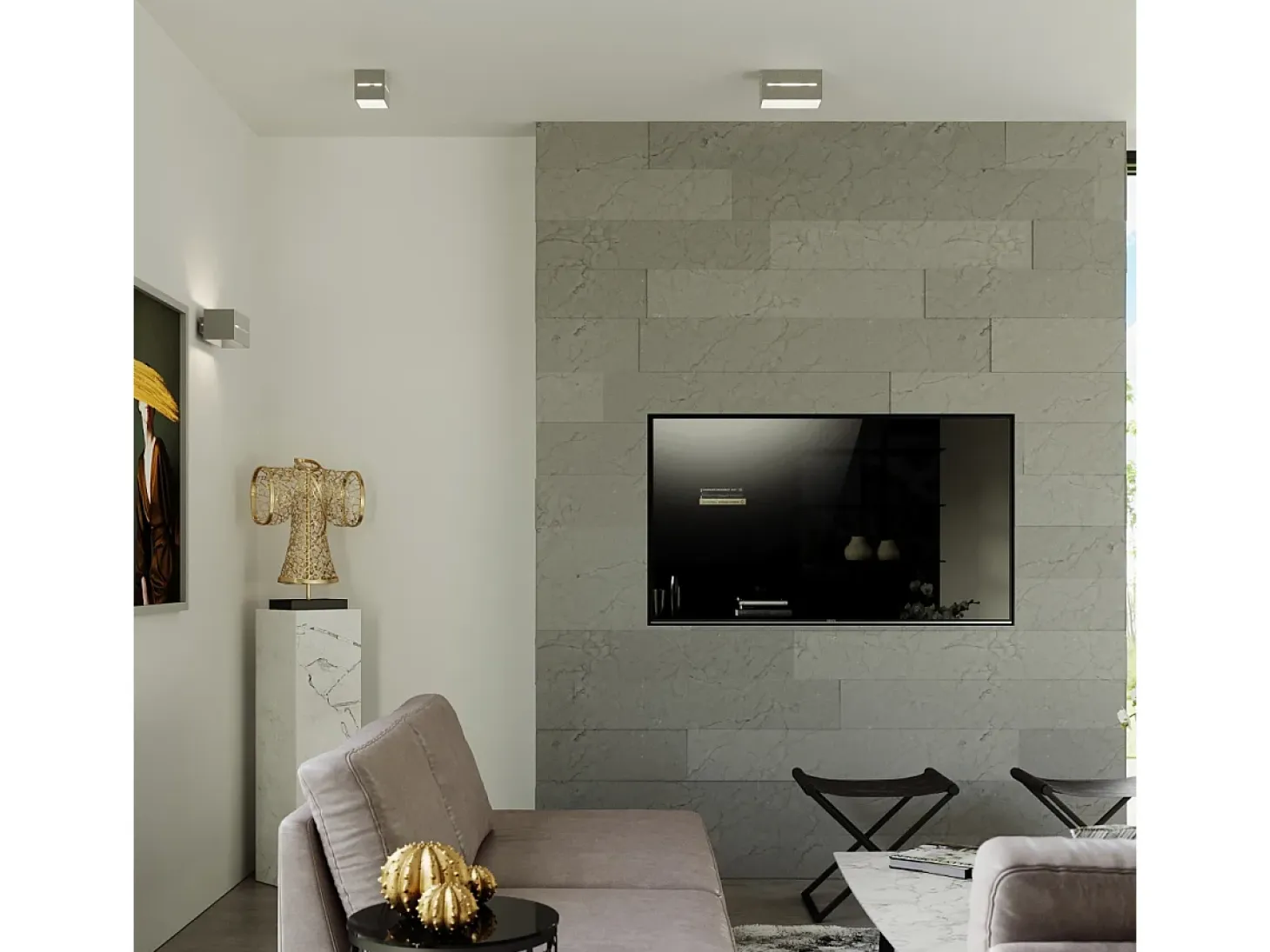 Lámparas de pared Zorbo maxi moderno de aluminio - 2 fuentes luminosas 3000K - L.20 x A.10 cm - gris
