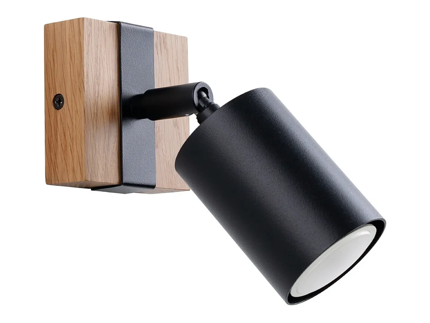 Lámparas de pared Zynelix escandinavo de acero/madera natural - 1 fuentes luminosas 3000K - L.8 x A.13 cm - negro/madera natural