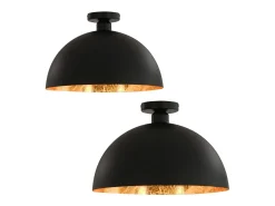 Lámparas de techo 2 uds semiesféricas negro y dorado E27 ES464662