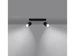 Lámparas de techo Alvor moderno de acero - 2 fuentes luminosas 4000K - L.30 x A.18 cm - negro/cromo