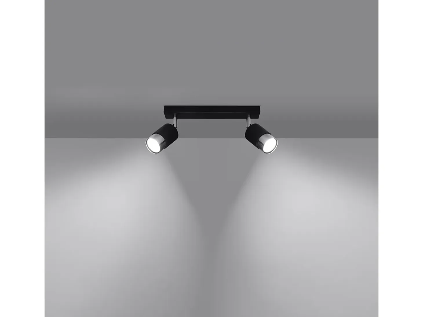 Lámparas de techo Alvor moderno de acero - 2 fuentes luminosas 4000K - L.30 x A.18 cm - negro/cromo