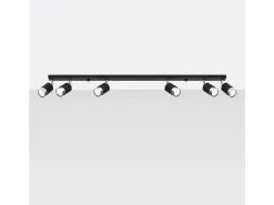 Lámparas de techo Alvor moderno de acero - 6 fuentes luminosas 3000K - L.117 x A.18 cm - negro/cromo