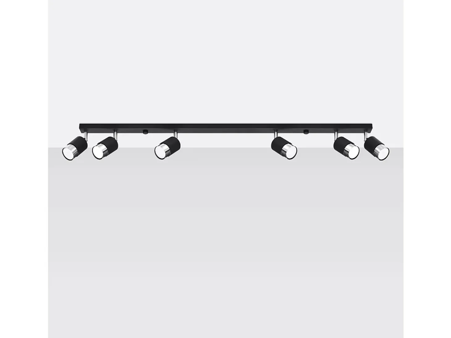 Lámparas de techo Alvor moderno de acero - 6 fuentes luminosas 3000K - L.117 x A.18 cm - negro/cromo