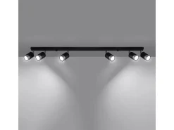 Lámparas de techo Alvor moderno de acero - 6 fuentes luminosas 4000K - L.117 x A.18 cm - negro/cromo