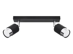 Lámparas de techo Alvor moderno de acero - 2 fuentes luminosas 3000K - L.30 x A.18 cm - negro/cromo