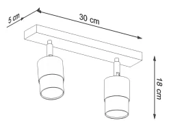 Lámparas de techo Alvor moderno de acero - 2 fuentes luminosas 3000K - L.30 x A.18 cm - negro/cromo