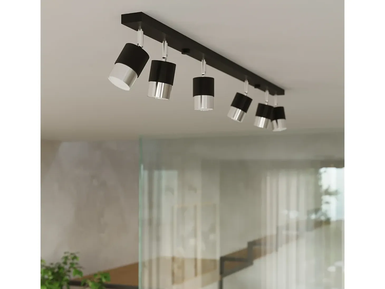 Lámparas de techo Alvor moderno de acero - 3 fuentes luminosas 3000K - L.45 x A.18 cm - negro/cromo