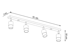 Lámparas de techo Alvor moderno de acero - 4 fuentes luminosas 3000K - L.81 x A.18 cm - oro negro