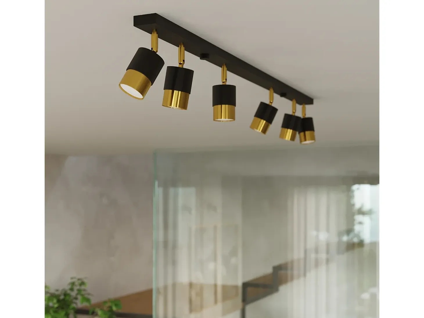 Lámparas de techo Alvor moderno de acero - 4 fuentes luminosas 3000K - L.81 x A.18 cm - oro negro