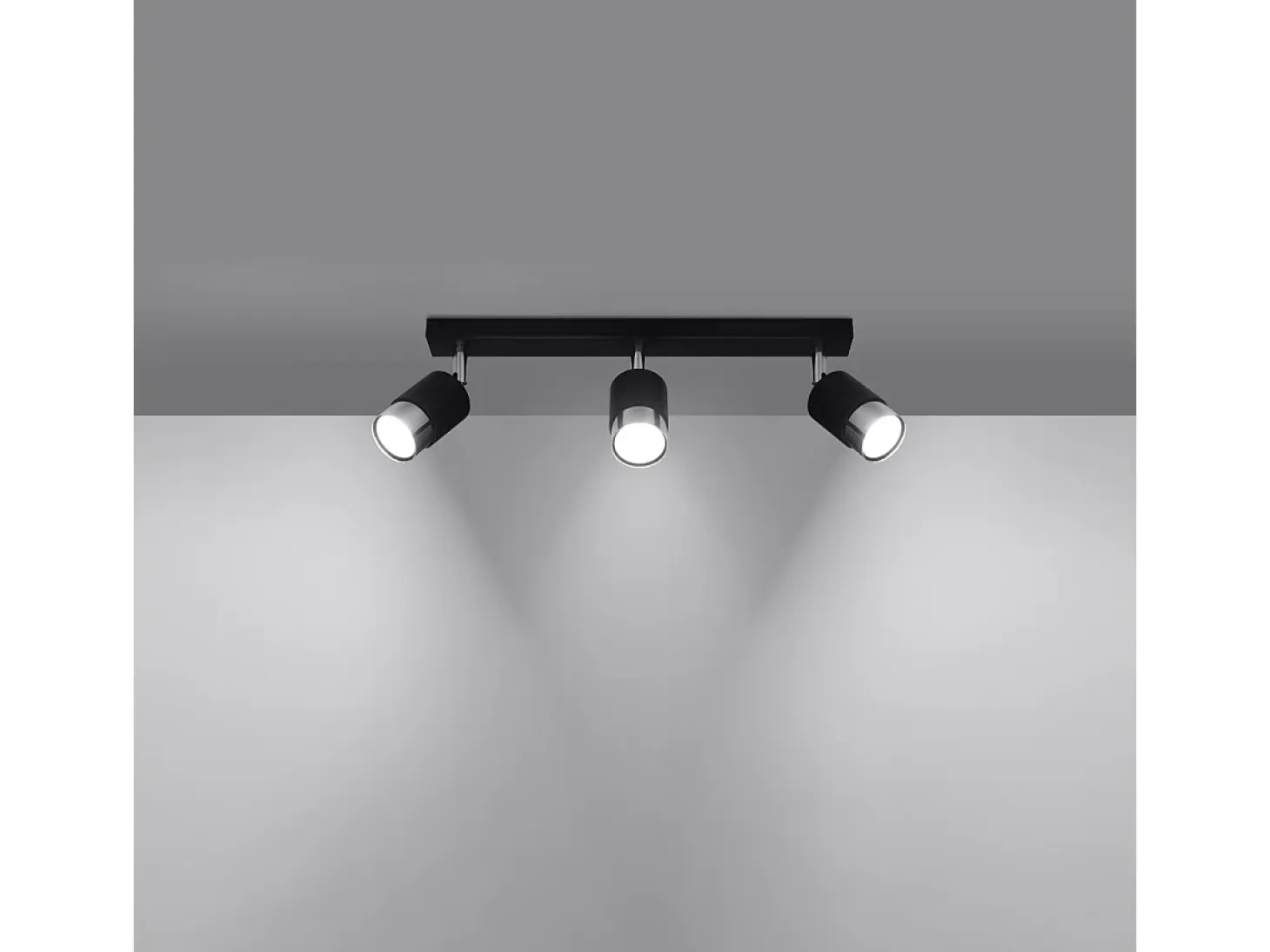 Lámparas de techo Alvor moderno de acero - 3 fuentes luminosas 4000K - L.45 x A.18 cm - negro/cromo