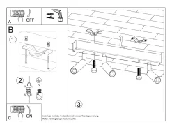 Lámparas de techo Astix moderno de aluminio - 3 fuentes luminosas 4000K - L.35 x A.20 cm - negro