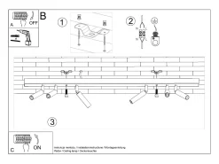 Lámparas de techo Astix moderno de aluminio - 6 fuentes luminosas 4000K - L.100 x A.20 cm - negro