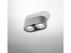 Lámparas de techo Blaze industrial de concreto - 2 fuentes luminosas 3000K - L.27 x A.9 cm - gris
