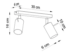 Lámparas de techo Briix moderno de acero - 2 fuentes luminosas 3000K - L.30 x A.16 cm - cromo