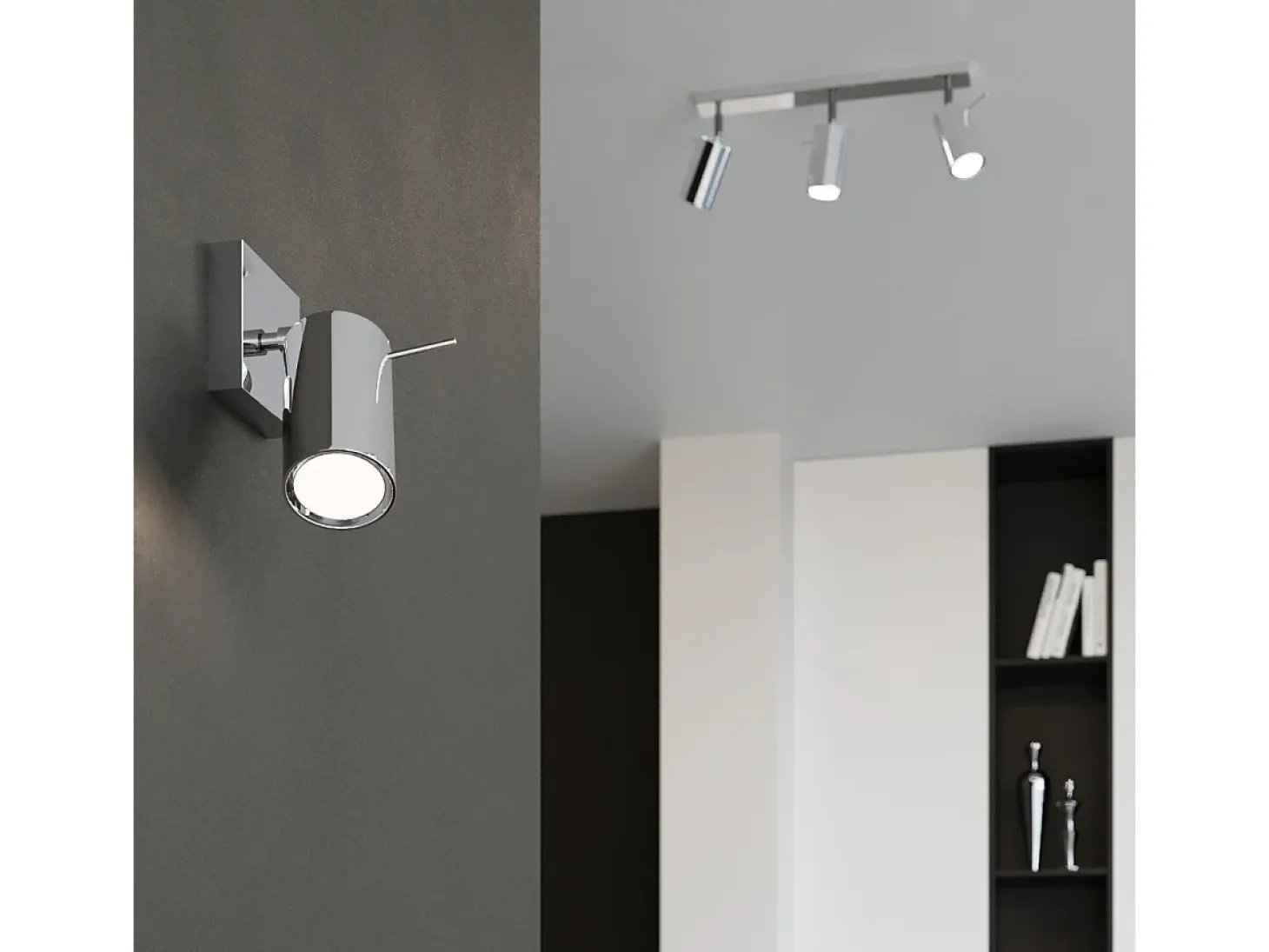 Lámparas de techo Briix moderno de acero - 4 fuentes luminosas 3000K - L.80 x A.16 cm - cromo