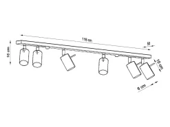 Lámparas de techo Briix moderno de acero - 6 fuentes luminosas 4000K - L.118 x A.16 cm - gris