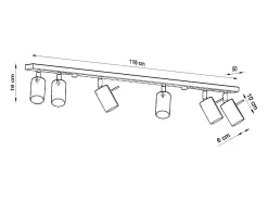 Lámparas de techo Briix moderno de acero - 6 fuentes luminosas 4000K - L.118 x A.16 cm - negro