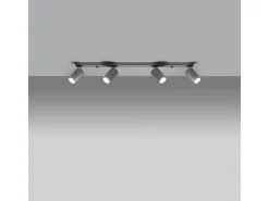 Lámparas de techo Briix moderno de acero - 4 fuentes luminosas 4000K - L.80 x A.16 cm - gris