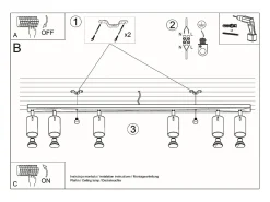 Lámparas de techo Briix moderno de acero - 6 fuentes luminosas 3000K - L.118 x A.16 cm - blanco